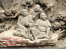五百罗汉尊者浮雕壁画图片