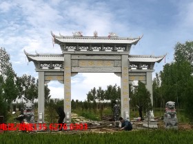 陵园大门石牌楼设计_公墓门楼牌坊图片